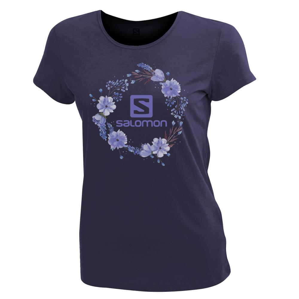 Salomon Singapore Womens T-shirts - SPRING SS W Navy | 65789-ONUG